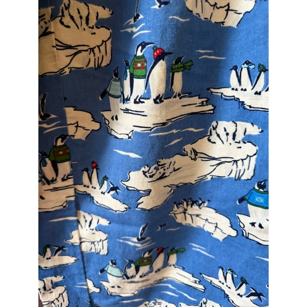 Lands' End Pajama Pants Mens M/T Blue Excellent Penguin Polar Bear Flannel‎